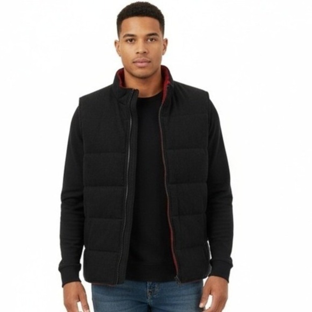 TEDDI Black Red Lining‎ Quilted Full Zip Stand Up Collar Puffer Vest Med Unisex